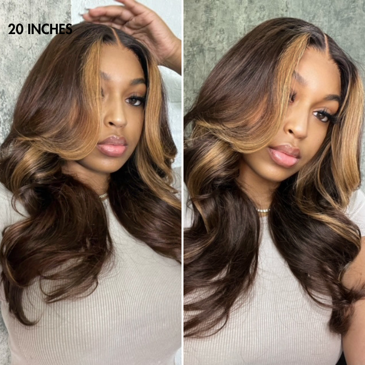 Special Deal | Breathable Cap Blonde Highlight Loose Wave Glueless 5x5 Closure HD Lace Wig with Curtain Bangs  - US ONLY-05
