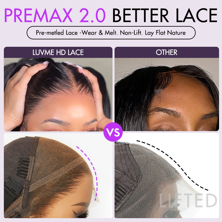 Luvme Hair PreMax Nature Max Yaki straight ear-to-ear glueless HD lace C part wig with pre-cut lace, 13x6 frontal, US-only.