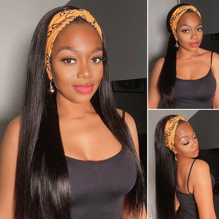 Put On & Go Silky Straight Headband Wig Beginner Friendly 100% Human Hair (Get Free Trendy Headbands) - US ONLY-07