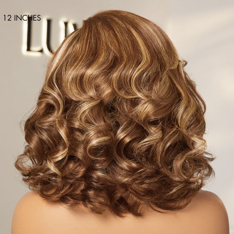 Luvme Hair PreMax honey blonde highlight and natural black ombre body wave lace wig with 13x4 frontal, glueless style.