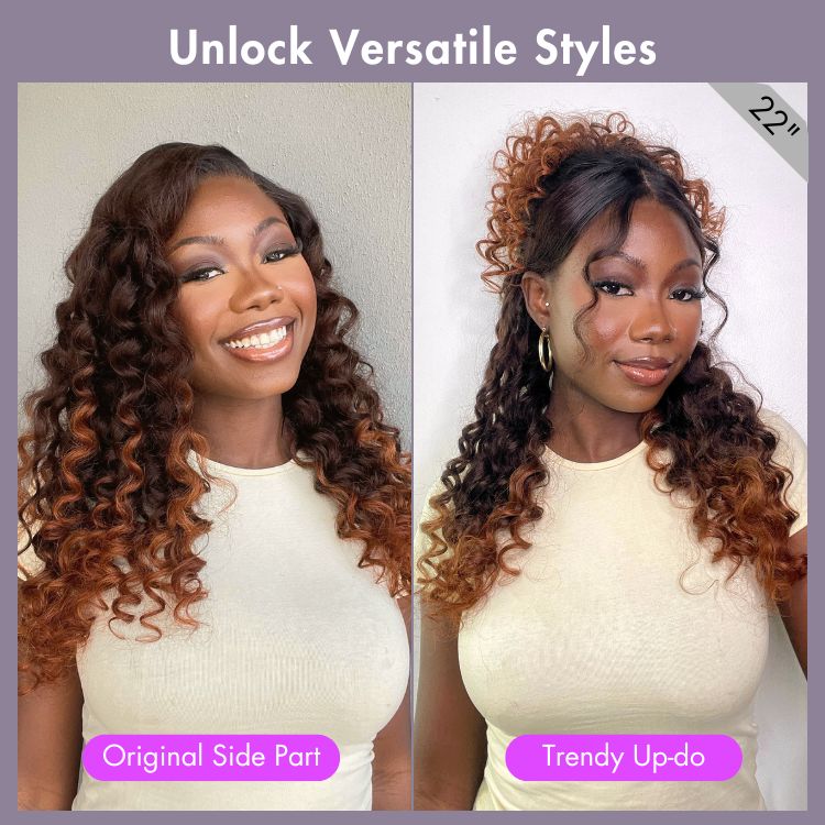 Luvme Hair PartingMax Glueless Wig Ombre Copper Brown Water Wave 7x6 Closure HD Lace Wig  - US Only-14