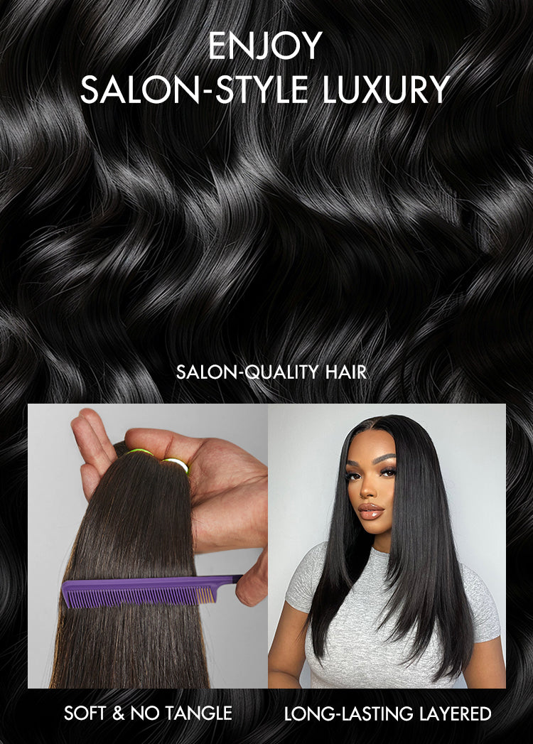 Limited Design | Layered Bangs Silky Straight Glueless 5x5 Closure HD Lace Wig-03