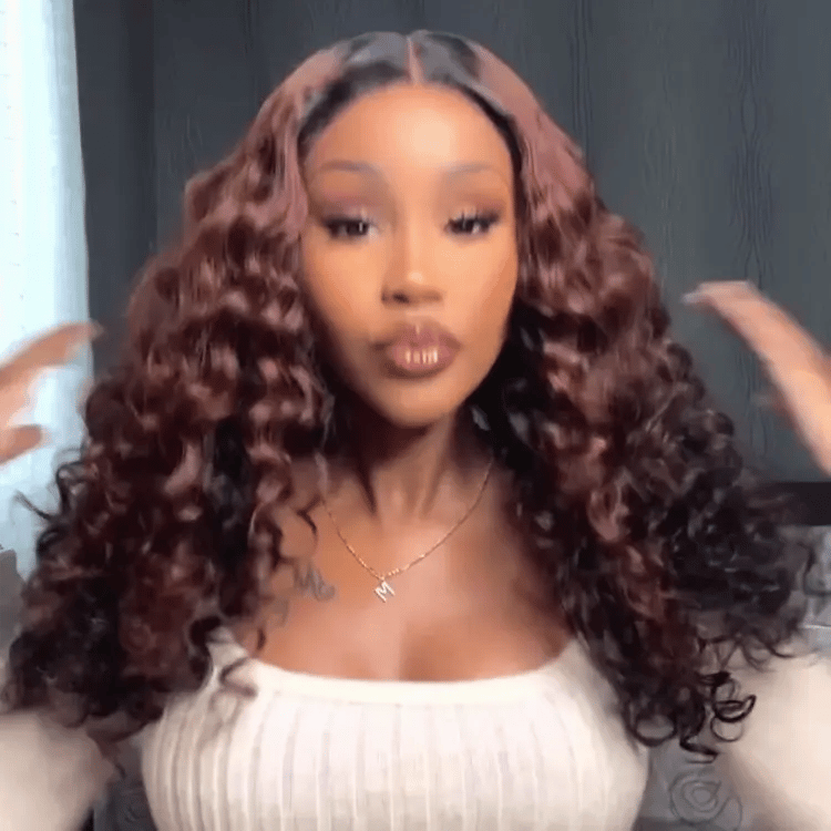Classic and Chic Peekaboo Ombre Brown Water Wave Glueless 5x5 Closure Lace Curly Wig - US Only-01