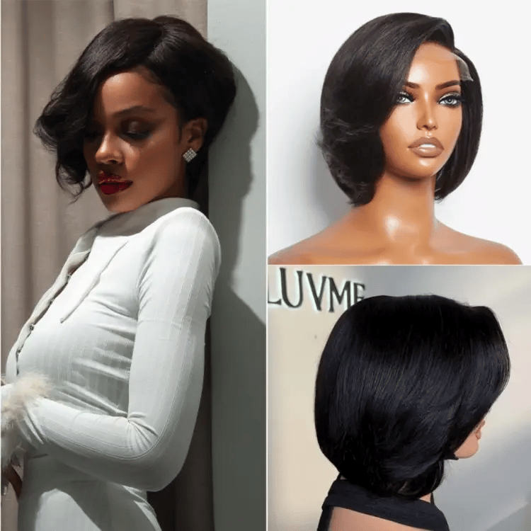 Luvme Hair minimalist lace wig with a mature boss pixie cut, swept bangs, and natural HD lace for a seamless look.