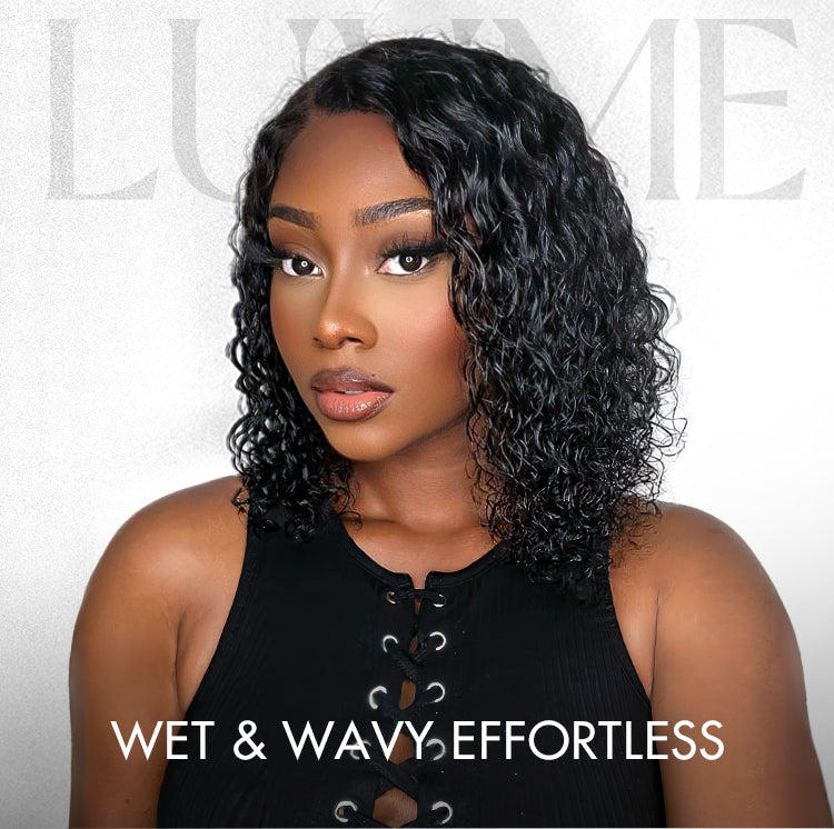 VIP DAY ONLY | 12 Inches Wet and Wavy | Water Wave 4x4 Closure Lace Glueless Side Part Short Wig 100% Human Hair-04