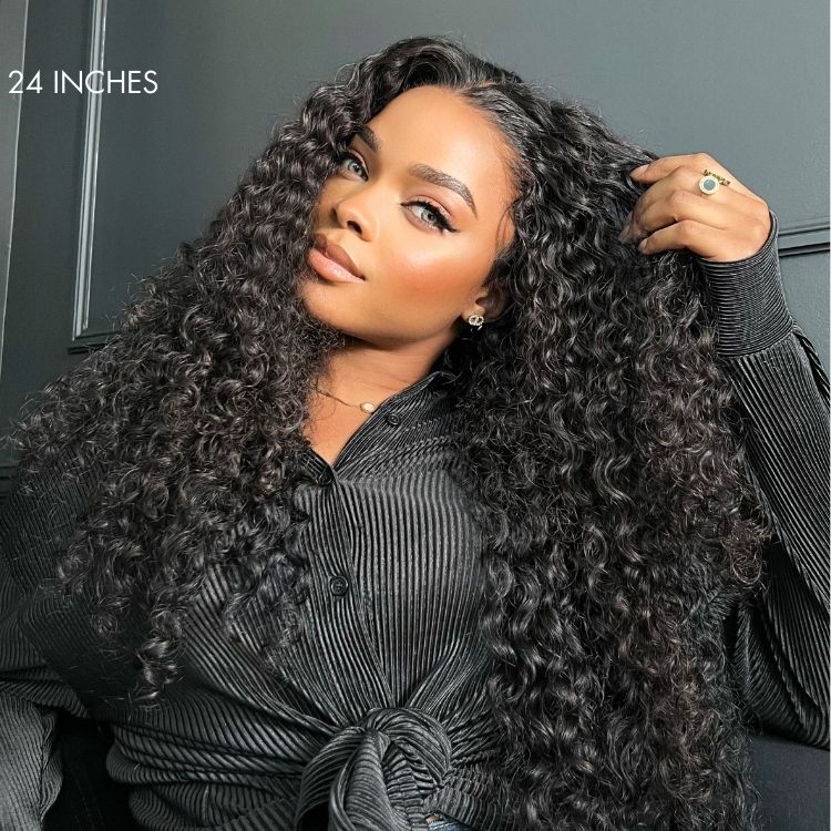 Luvme Hair PreMax Wigs water wave 360 lace wig with long curly hair, flexible invisibility drawstring cap, pre-cut lace, and natural look.
