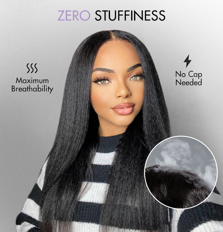 Kinky Straight U Part Quick & Easy Affordable 100% Human Hair Wig-03