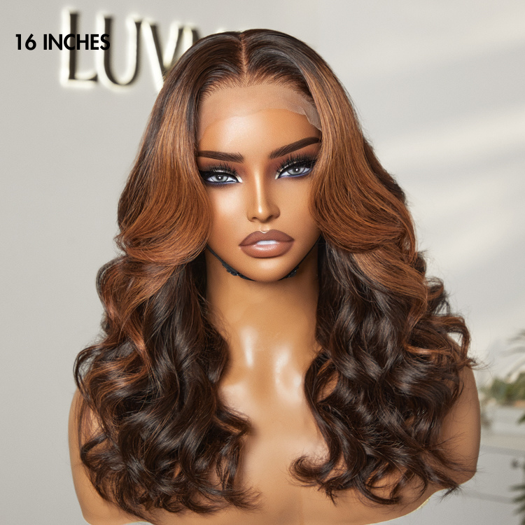 Special Deal | Elegant Copper Ombre Highlights Loose Body Wave Glueless 5x5 Closure Pre-Cut Lace Wig Breathable Cap-04