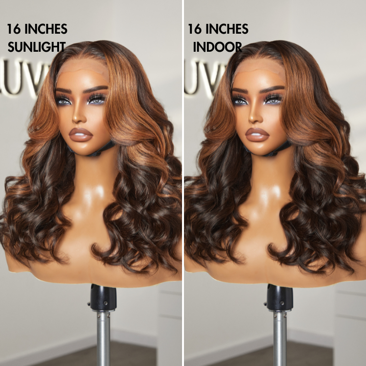 Special Deal | Elegant Copper Ombre Highlights Loose Body Wave Glueless 5x5 Closure Pre-Cut Lace Wig Breathable Cap-05