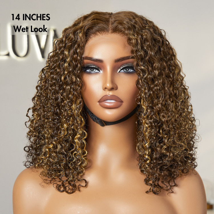Luvme Hair 180% Density Honey Blonde Highlight Kinky Curly Glueless 5x5 Closure HD Lace Wig Breathable Cap-04