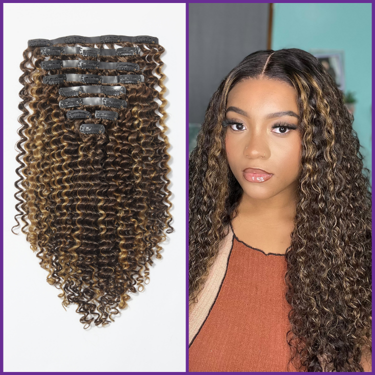Brown Highlight Deep Wave Clip-ins