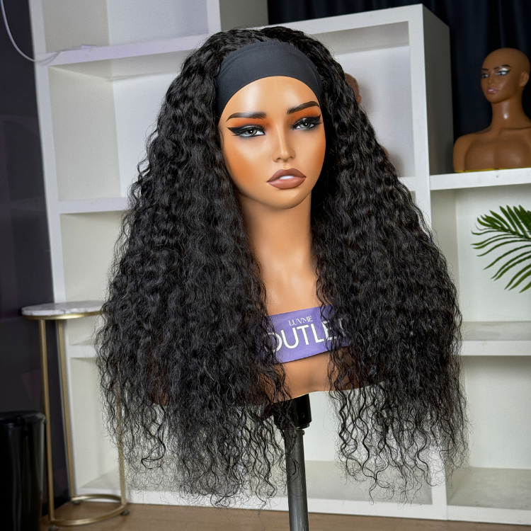Wet and wavy long headband wig by Luvme featuring water wave texture, glueless design, and easy throw-on-and-go style.