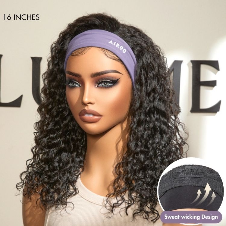 Throw On & Go Glueless Deep Wave No Lace Human Hair Headband Wig-08