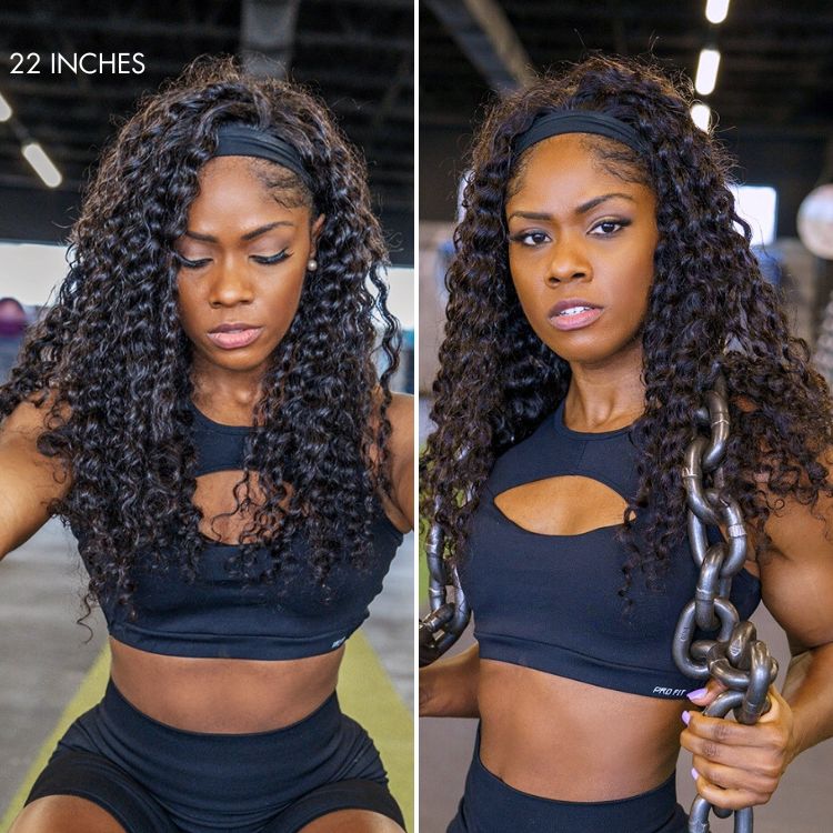 Throw On & Go Glueless Deep Wave No Lace Human Hair Headband Wig-07