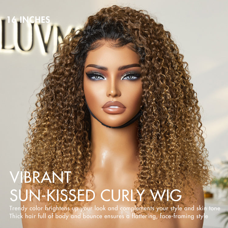 1 SEC INSTALL WIG | Sun-kissed Ombre Blonde Kinky Curly Glueless 5x5 Clouse Pre-Cut Lace Wig - US Only-10