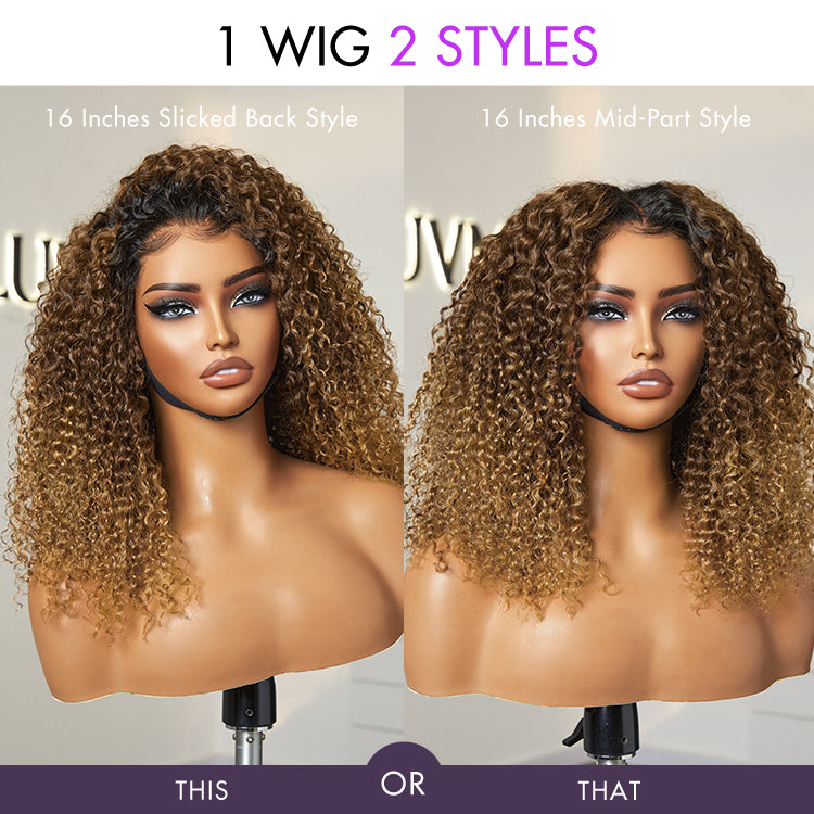 1 SEC INSTALL WIG | Sun-kissed Ombre Blonde Kinky Curly Glueless 5x5 Clouse Pre-Cut Lace Wig - US Only-11