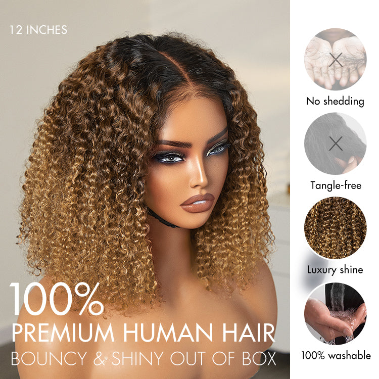 1 SEC INSTALL WIG | Sun-kissed Ombre Blonde Kinky Curly Glueless 5x5 Clouse Pre-Cut Lace Wig - US Only-07