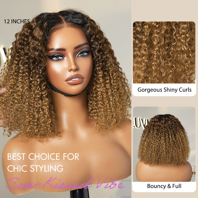 1 SEC INSTALL WIG | Sun-kissed Ombre Blonde Kinky Curly Glueless 5x5 Clouse Pre-Cut Lace Wig - US Only-08