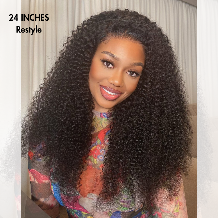 Luvme Hair long curly 5x5 closure lace wig with natural kinky curly texture, ready-to-wear, glueless design, US only