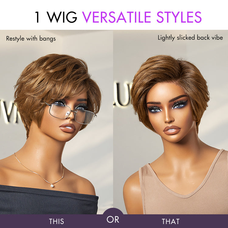 Lightweight Ombre Blonde Mature Boss Pixie Cut Wig Glueless Pre-Cut Minimalist Lace Human Hair Wig | US Only-04
