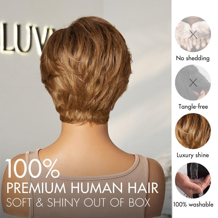 Lightweight Ombre Blonde Mature Boss Pixie Cut Wig Glueless Pre-Cut Minimalist Lace Human Hair Wig | US Only-06