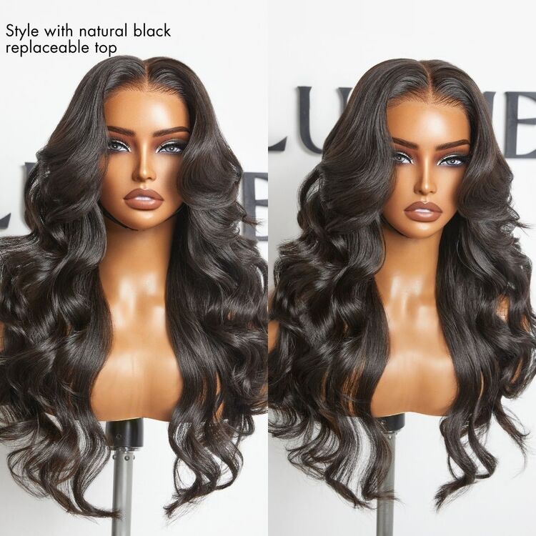 Luvme Hair ZIP & GO Wigs natural black loose body wave HD lace wig with 7x6 closure, glueless, replaceable top, buy 1 get 1 free