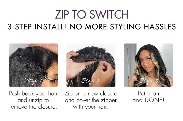 ZIP & GO WIGS | Natural Black Loose Body Wave Glueless 7x6 Closure HD Lace Wig Buy 1 Get 1 Free Replaceable Top-02