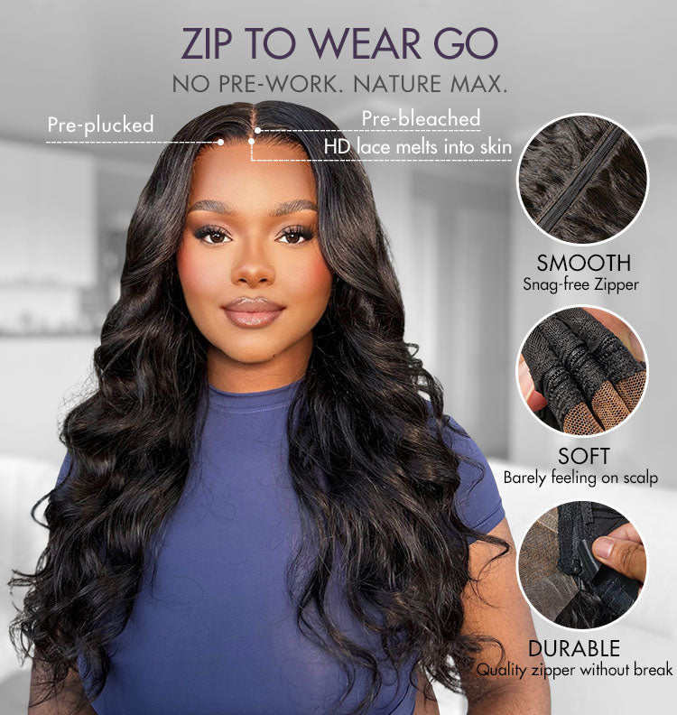 ZIP & GO WIGS | Natural Black Loose Body Wave Glueless 7x6 Closure HD Lace Wig Buy 1 Get 1 Free Replaceable Top-03