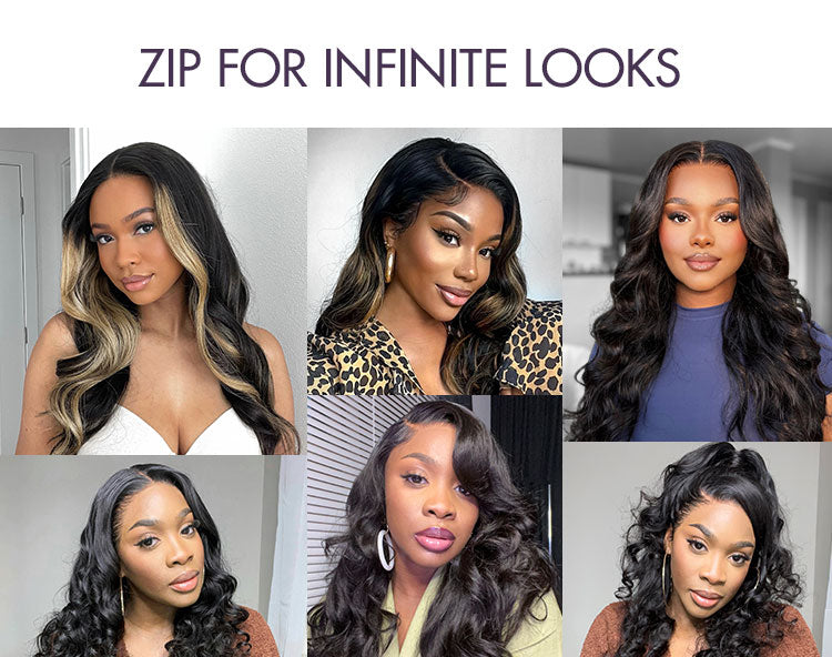 ZIP & GO WIGS | Natural Black Loose Body Wave Glueless 7x6 Closure HD Lace Wig Buy 1 Get 1 Free Replaceable Top-04