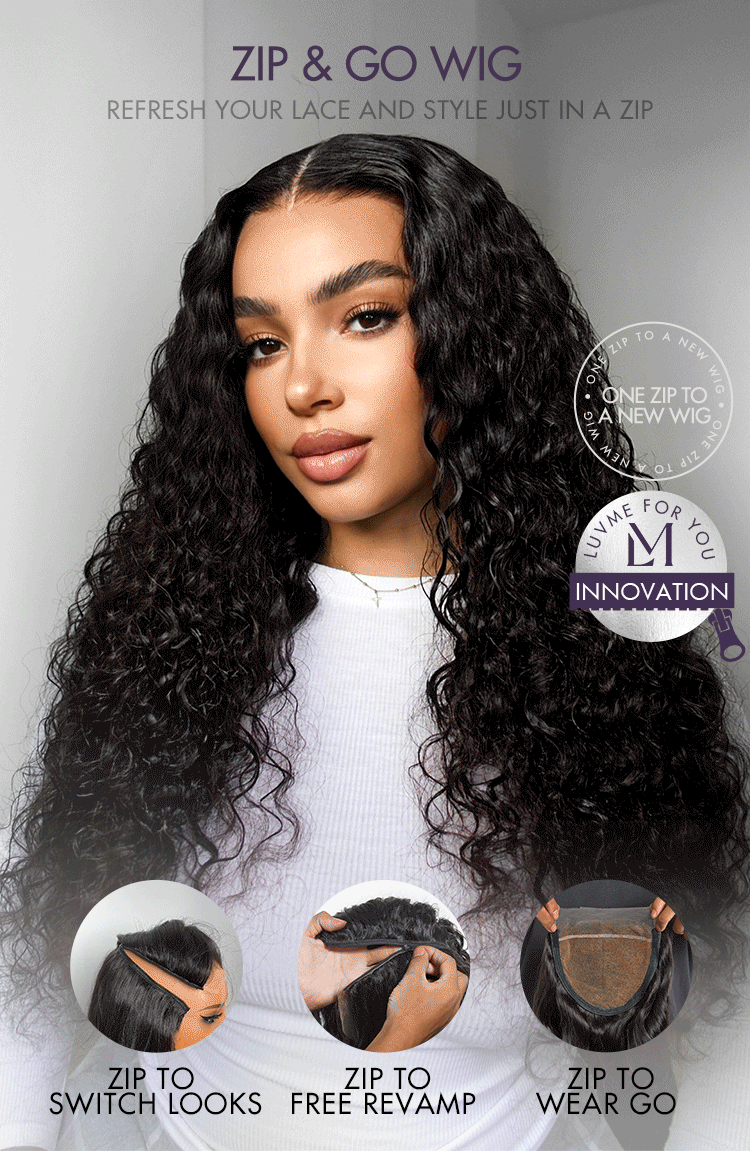 ZIP & GO WIGS | Deep Wave Natural Max Ear-to-Ear 13x5 Frontal HD Lace Wig Buy 1 Get 1 Free Replaceable Top-14