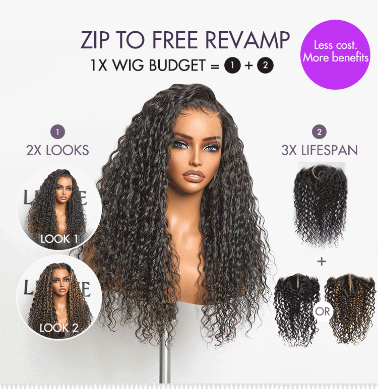 ZIP & GO WIGS | Deep Wave Natural Max Ear-to-Ear 13x5 Frontal HD Lace Wig Buy 1 Get 1 Free Replaceable Top-15