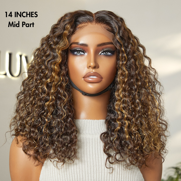 Brown Highlights Funmi Curly Glueless 5x5 Closure Lace Long Curly Wig Beginner Friendly- US Only-03