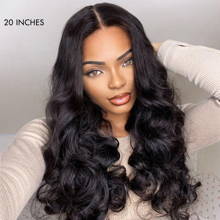 Luvme Hair 180% Density | Natural Black Loose Body Wave 5x5 Closure HD Lace Glueless Mid Part Long Wig | Large & Small Cap Size-16