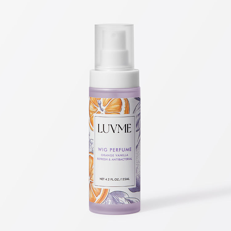 Luvme Hair premium wig perfume spray with organic vegan formula, shown in a sleek bottle for long-lasting freshness and odor neutralization