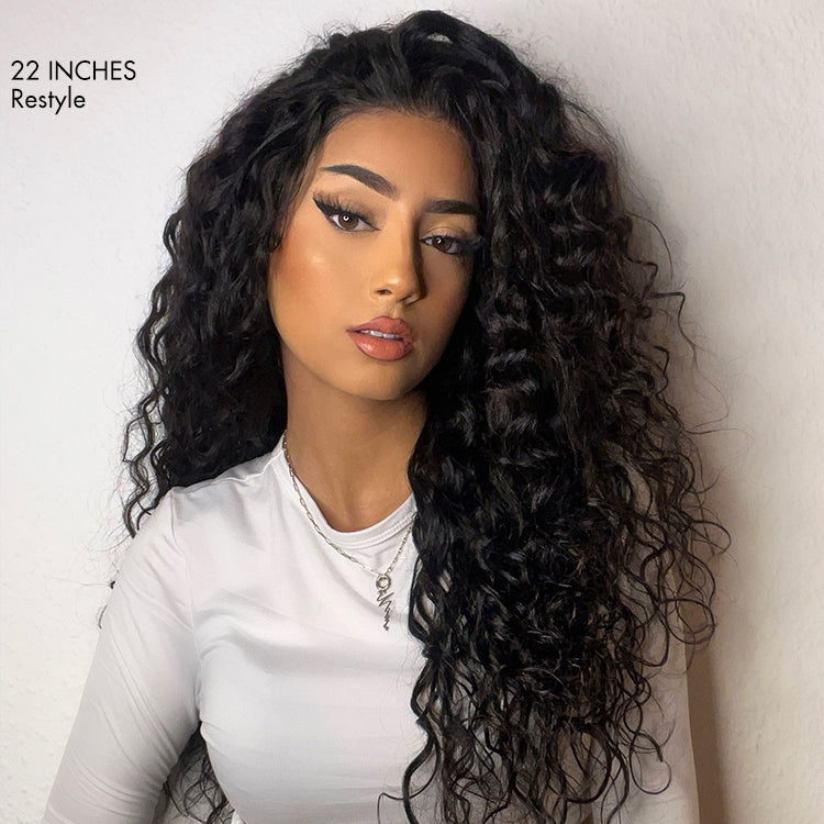 AiryFit™ Luvme Hair 5x5 Closure Curly Wig with water wave style, snugfit design, pre-cut lace, and glueless installation.