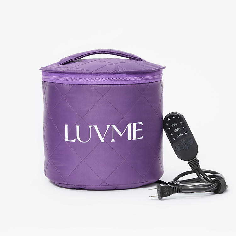 Luvme Hair thermal heat cap and wig renewal hair oil for hair care and styling in an image showing both products.