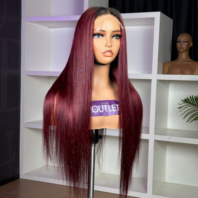 Special Deal | Patricia Burgundy Reddish Silky Straight 5x5 Closure HD Lace Glueless Long Wig 100% Human Hair-02