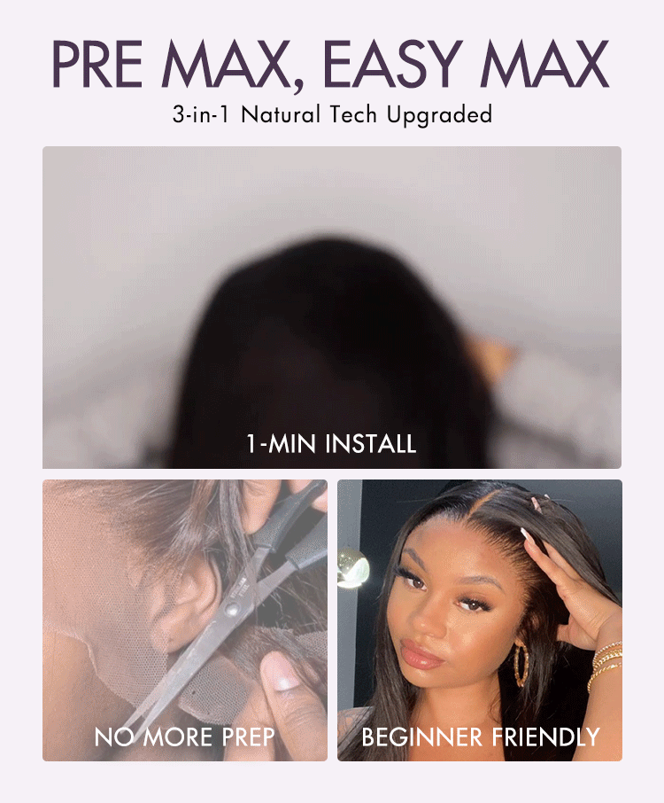 PreMax Wigs - Honey Brown with Blonde Highlights / Natural Black Bouncy Body Wave Glueless 13x4 Frontal Lace Human Hair Wig-22