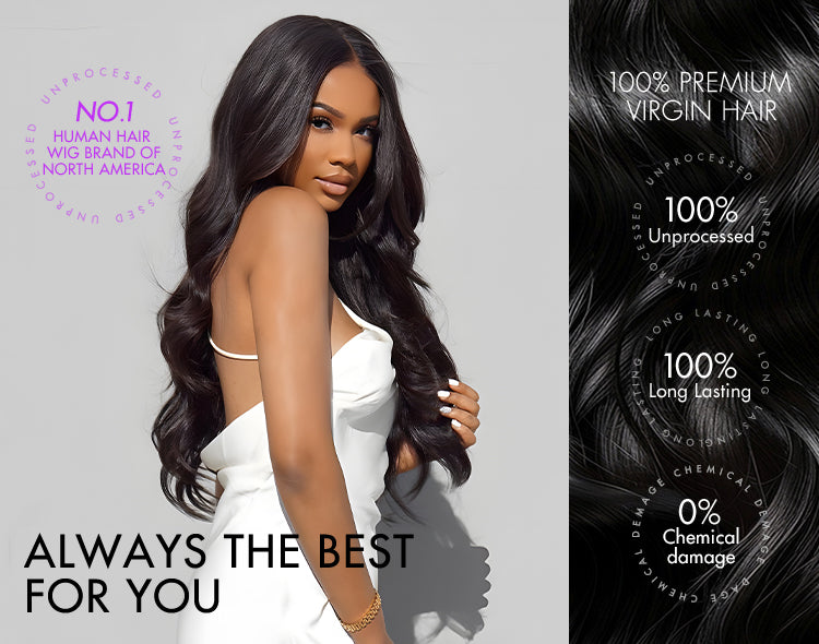 PreMax Wigs - Honey Brown with Blonde Highlights / Natural Black Bouncy Body Wave Glueless 13x4 Frontal Lace Human Hair Wig-23