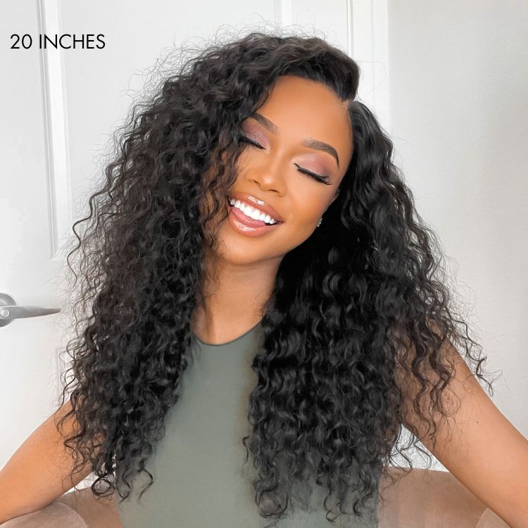 Luvme Hair AiryFit™ water wave scalp care wig with 13x6 HD lace, curly, ear-to-ear, glueless frontal wig on a mannequin head.