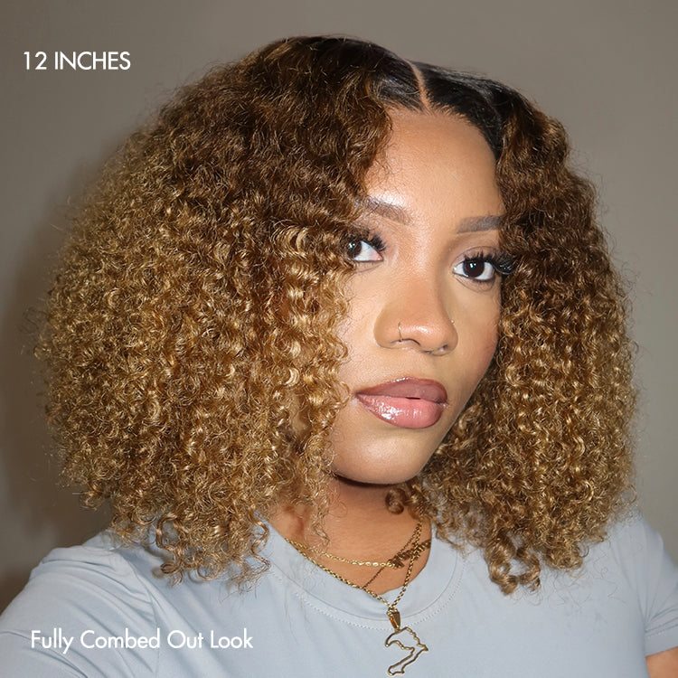 1 SEC INSTALL WIG | Sun-kissed Ombre Blonde Kinky Curly Glueless 5x5 Clouse Pre-Cut Lace Wig - US Only-06