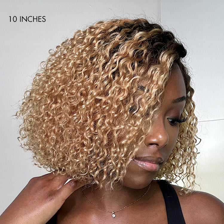 Put On & Go Ombre Ash Blonde Kinky Curly Glueless Minimalist HD Lace Wig Pre-Cut Lace - US Only-08