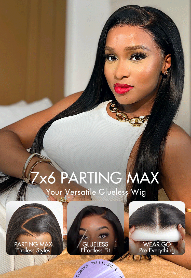Luvme Hair PartingMax Glueless Wig Silky Straight 7x6 Closure HD Lace Pre Plucked & Bleached Breathable Cap - US Only-13
