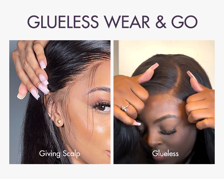 Glueless Detail of PartingMax Black Wand Curly 7x6 HD Lace Glueless Wig Pre-Cut Lace