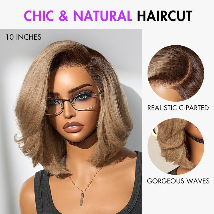 Ash Blonde Layered Bob Human Hair Wig Glueless Minimalist HD Lace Short Blonde Wig Pre-Cut Lace - US ONLY-08