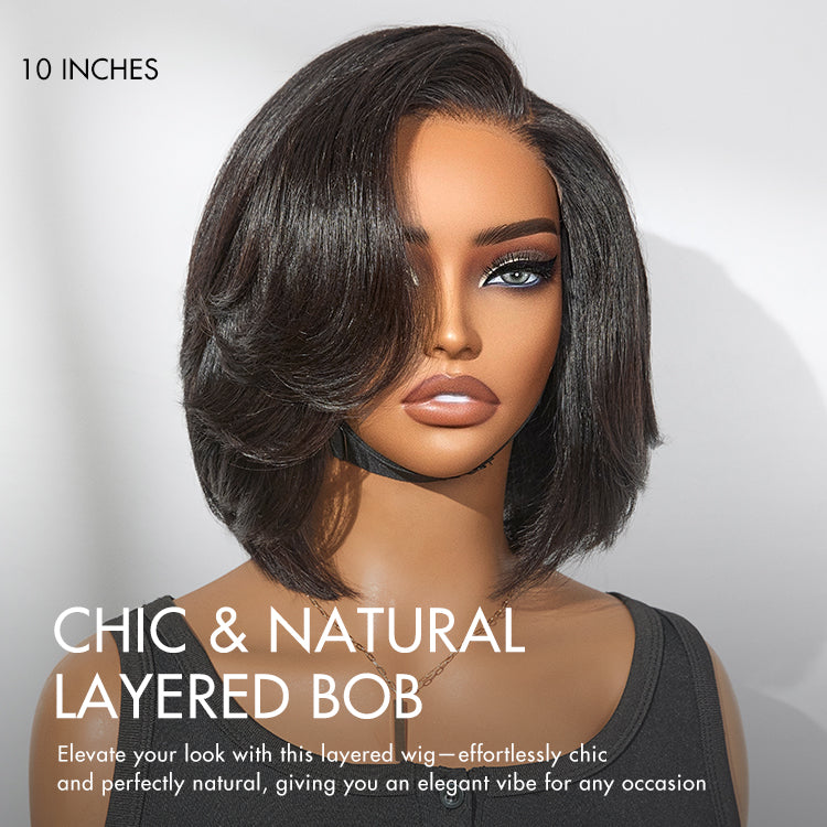 Special Deal | Chic & Natural Layered Bob Wig Pre-Cut Minimalist HD Lace Glueless Wig- US Only-06
