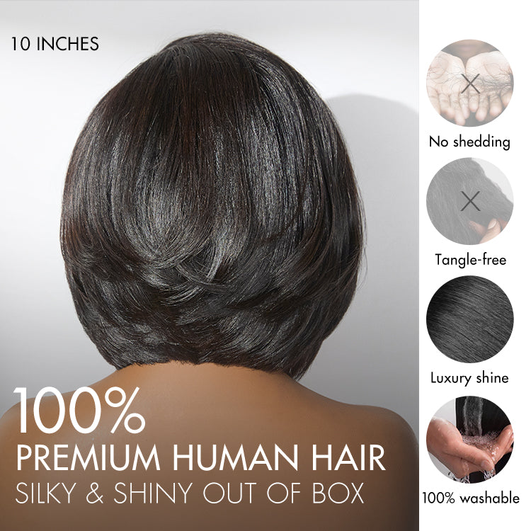 Special Deal | Chic & Natural Layered Bob Wig Pre-Cut Minimalist HD Lace Glueless Wig- US Only-08