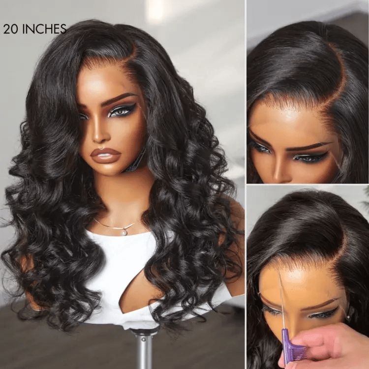 AiryFit™ Scalp Care Wigs - Deep Parting Loose Body Wave Human Hair Wig 11x6 Frontal HD Lace Glueless Wig-05