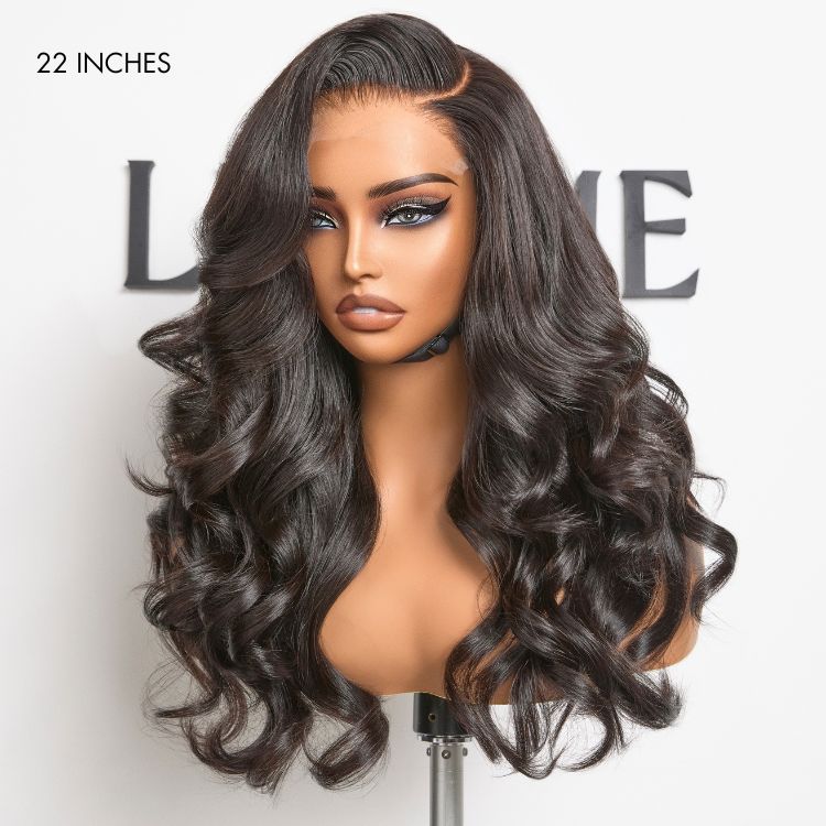 Luvme Hair PartingMax glueless wig with loose body wave, 7x6 HD lace closure, pre-cut, natural texture, and realistic appearance.