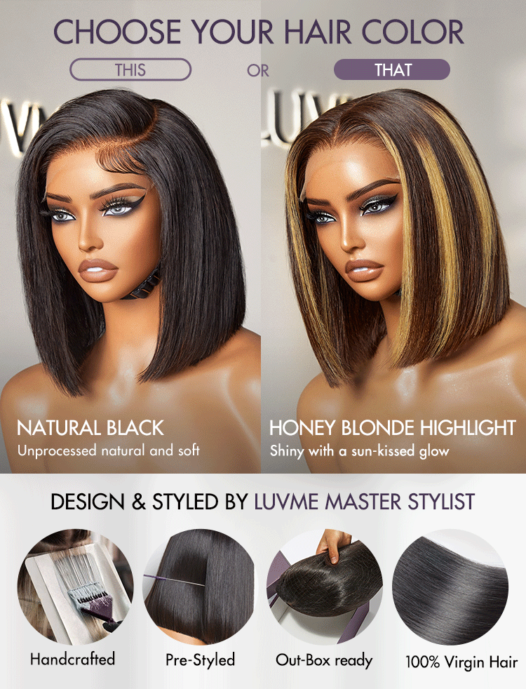 Special Deal | Luvme Hair PartingMax Glueless Wig Silky Blunt Bob Cut 7x6 Closure HD Lace Wig Breathable Cap-23